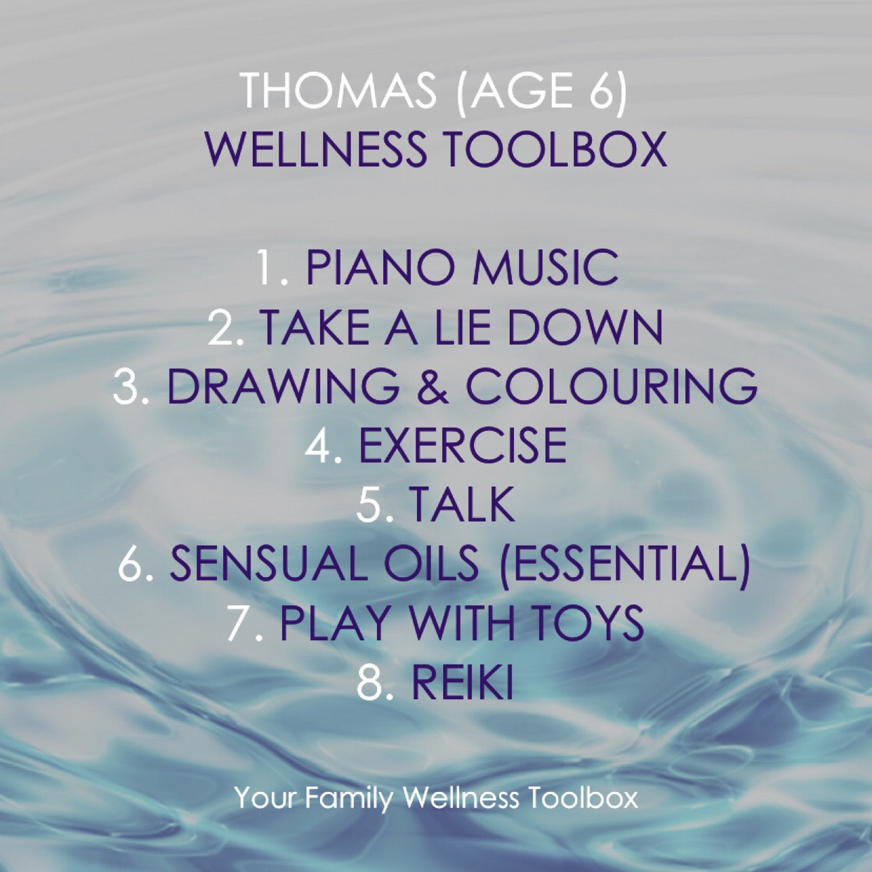 WHAT IS IN THOMAS (AGE 6) WELLNESS TOOLBOX?